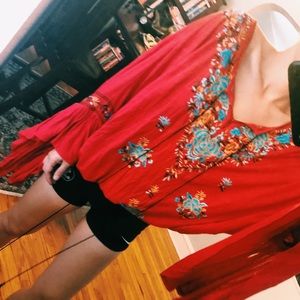 **SOLD** Free People Floral Embroidered Blouse